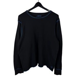 Mens Y2K RUDE Waffle Knit Thermal Contrast Stitch Grunge Shirt Size XL